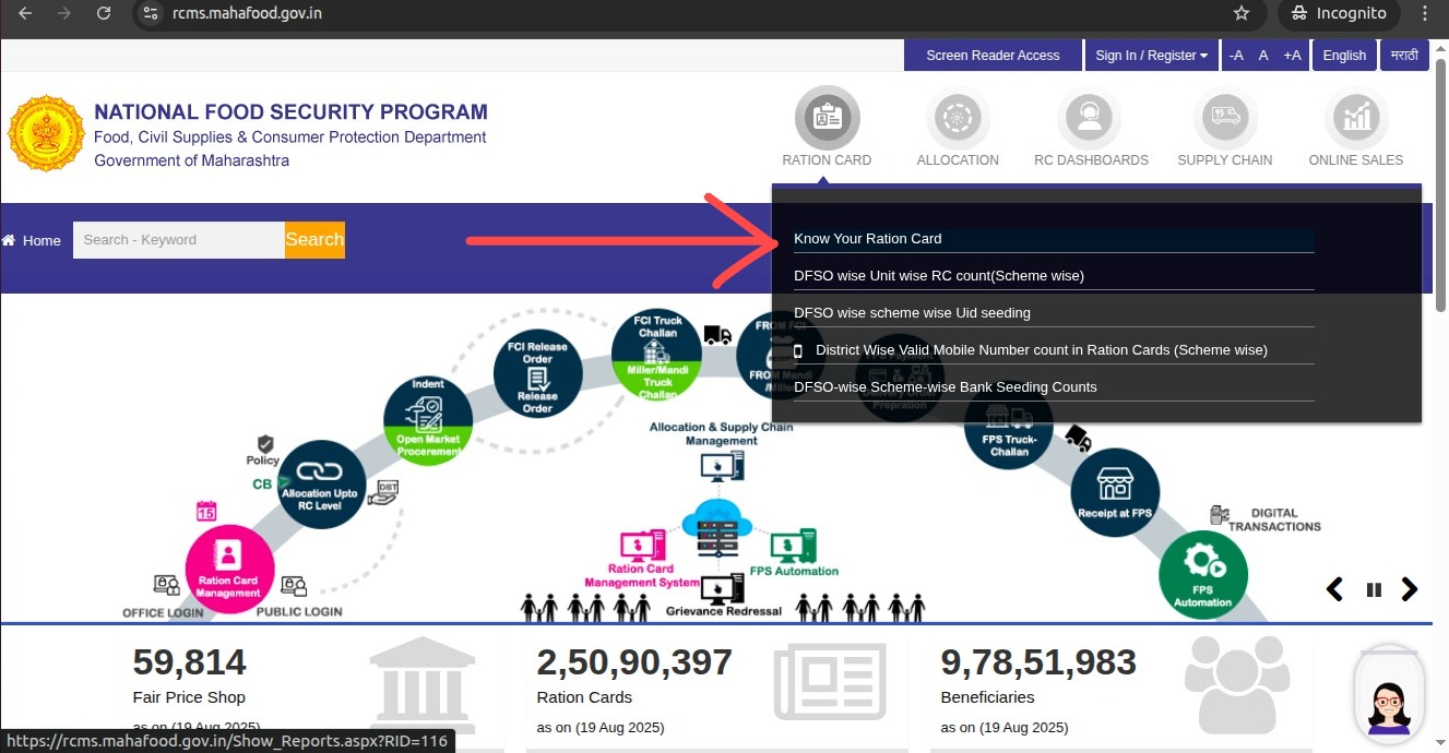 Ration Card Online Website Maharashtra